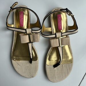 Isaac Mizrahi Straw and Bow Sandals